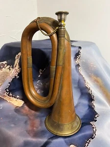 Copper & Brass Horn Military Cavalry Signal Bugle Regiment Civil War Style Vtg - Picture 1 of 10