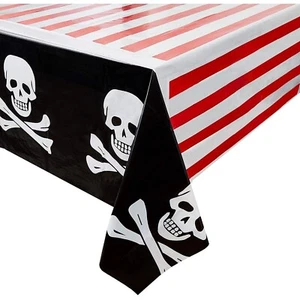 NEW Pirate JOLLY ROGER 6ct Plastic Rectangular Party Table Tablecloth 54" x 108" - Picture 1 of 5