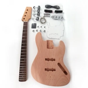 4 String DIY Electric Bass Guitar Kit Abalone Dot Inlay Rosewood Fretboard - Picture 1 of 6