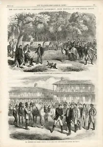 AMERICAN CIVIL WAR LAST DAYS OF CONFEDERATE GOVERMENT OLD ANTIQUE 1865 PRINT b4 - Picture 1 of 1
