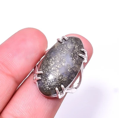 Anillo solitario de marcasita natural de plata de ley 925 s.7.5 R213, regalo de Navidad Foto 1 de 4