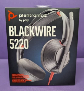 New Plantronics Poly Wired Duo USB Headset w/ Soft Case Blackwire C5220 - Picture 1 of 6