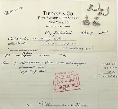 Tiffany & Co Retro 1.85cttw Diamond Palladium Clover Stud Earrings with  Receipt - Image 1 of 4