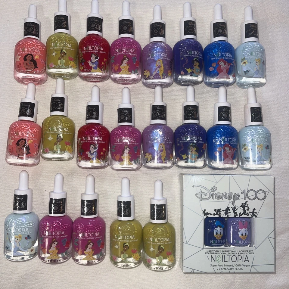 Lote de (23) Nailtopia Disney 100 Princess Esmalte de Uñas Ariel Belle Blancanieves Nuevo Foto 1 de 4