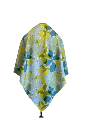 Y5# DAKS London Bufanda de Seda Hecha en Italia Azul Verde Amarillo Abstracto Estampado Floral Foto 1 de 4