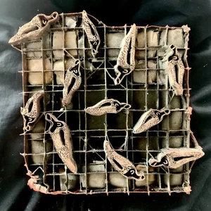 Copper Tjap Cap Chop Stamp Block Artisan Batik Chili Peppers 7" x 8" Handmade - Picture 1 of 2