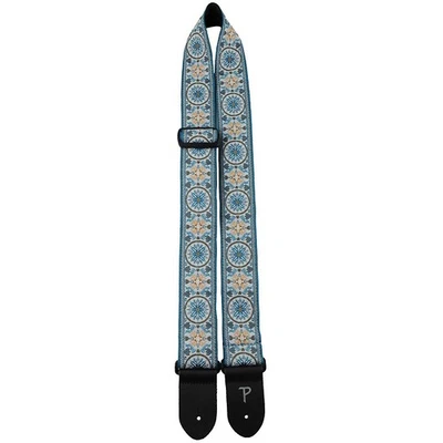 Perri's The Hope Collection Jacquard Guitar Strap Turquoise Blossom 2 in. - Image 1 of 2