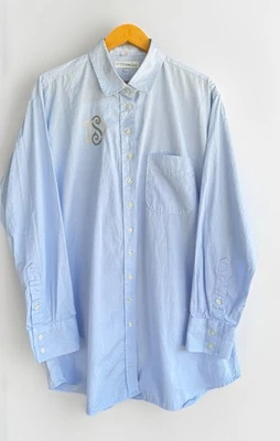 Pillow Bar Monogrammed Light Blue Oxford Shirt Quiet Luxury  Saze L Blue USA - Image 1 of 4