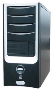 New Vintage Black AT chassis PC Case with 300W AT PSU P8 P9 connectors + 2 Fans - Picture 1 of 10