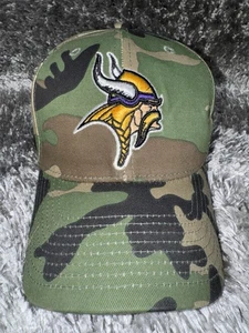 Vintage Minnesota Vikings Hat Cap Strapback Camouflage NFL Logo Footaball - Picture 1 of 12