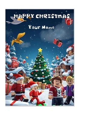 Roblox Game Themed Christmas Greetings Card Personalise Name Happy Christmas