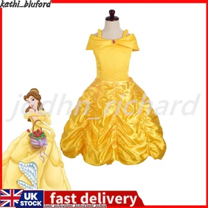 Kids Beauty and The Beast Princess Belle Costume Dress Girls Halloween Outfits - Picture 1 of 11