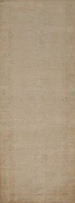 Transitional Muted Beige Wool Runner Rug 3x10 Ft Oriental Floral Carpet - Image 1 of 4