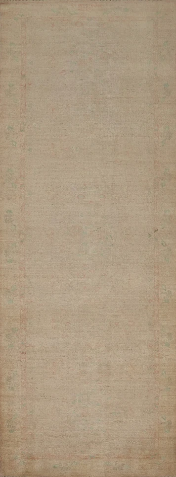 Transitional Muted Beige Wool Runner Rug 3x10 Ft Oriental Floral Carpet - Image 1 of 4