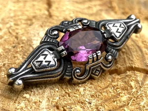 🚩 Broche de Colección URSS Plata de Ley 875 Piedra Joyería Rusa Soviética - Imagen 1 de 23