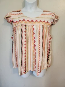 Blusa Sonoma Azteca a Rayas Manga Gorra Top Boho 2X XXL - Imagen 1 de 5
