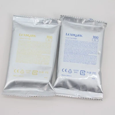 Lexmark 100xl Cyan Yellow Cartridge for Inkjet Printers New In Bag 2 Pk Genuine - Image 1 of 4