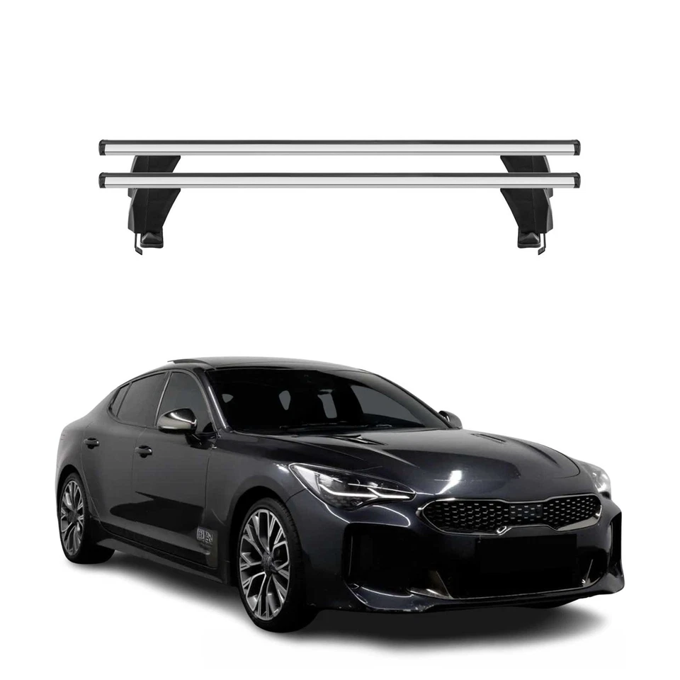 Se adapta a barras transversales de techo superiores Kia Stinger 2018-2023 2 piezas aluminio gris Foto 1 de 4