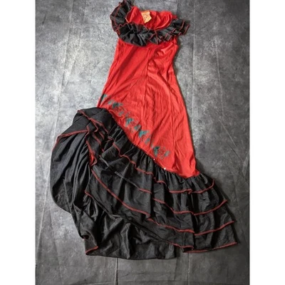 Niñas Vestido de Bailarina Española Mexicana Disfraz de Halloween Rojo y Negro Talla M Juvenil Foto 1 de 4