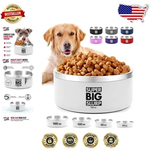 Ciotola per cani ecologica 100 oz in acciaio inox con base antiscivolo - per cani di grossa taglia - Foto 1 di 10