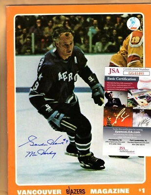 Autographed Gordie Howe Blazers vs Aeros Magazine Program 10-16-74 WHA JSA - Image 1 of 4