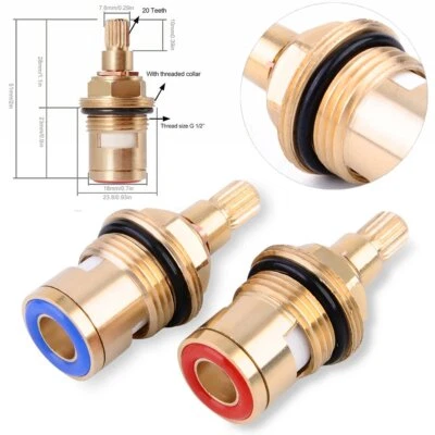 2x 1/2'' Keramik-Oberteile Ventiloberteil für Zweigriffarmaturen Ventile Kupfer - Bild 1 von 4