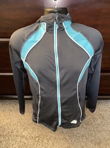 Mountain Hardwear Hoodie Jacket Women's Medium Black & Aqua Full Zip Pocket - Picture 1 of 7