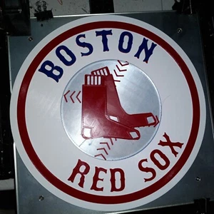 UPDATED! Boston Red Sox LOGO SIGN MLB BASEBALL MAN CAVE-3D printed 12" Diameter  - Picture 1 of 6