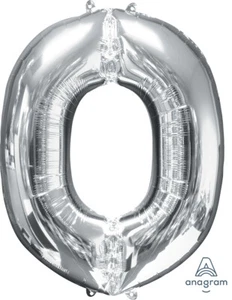SALE!!! 40" HUGE SILVER LETTER O Balloon - initial monogram birthday - NUMBER 0 - Picture 1 of 1