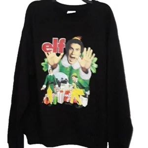 Elf Movie Buddy Men XL Black Christmas Sweatshirt NEW - Picture 1 of 2