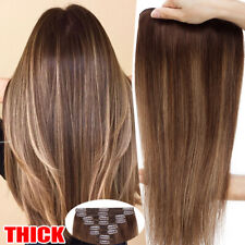 Double Weft CLEARANCE Clip In 100% Remy Human Hair Extensions Full Head THICK US