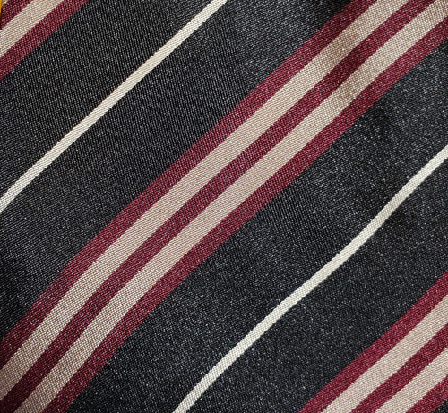 BURBERRY ~ CRAVATTA ABITO UOMO SETA ~ ROSSO BEIGE NERO ~ A RIGHE ~ 59"