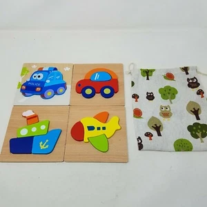 Wooden Toddler Puzzles Educational Learning Toys Boys Girls 4 Pack Montessori  - Picture 1 of 3