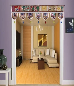 Indian Embroidered Toran Door Hanging Vintage Patchwork Boho Window Wall Hanging - Picture 1 of 4