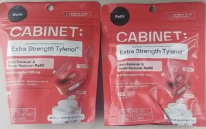 Cabinet Pain Reliever Fever Reducer 120 Caplet Compare Extra Strength Tylenol X2 - Picture 1 of 4