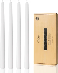 White 10" Unscented Taper Candles Set of 4 Dripless Smokeless for Wedding Decor - Picture 1 of 12