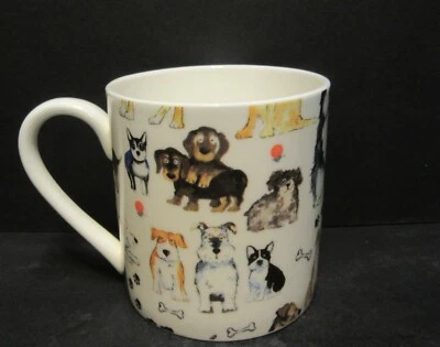 R A LAWRENCE Extra Large Fine Bone China One 1 Pint Pot Mug Cup Rik's Dogs Walkies