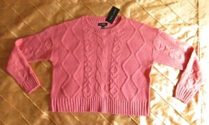 NEW LOOK ZOPF STRICKPULLOVER JUMPER SWEATER LANGARM DAMEN WOMEN ROSA M 38 NEU - Bild 1 von 8