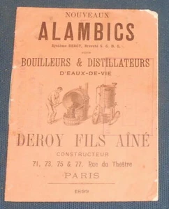Nouveaux Alambics Système Deroy Breveté S.G.D.G. pour Bouilleurs & - Imagen 1 de 2