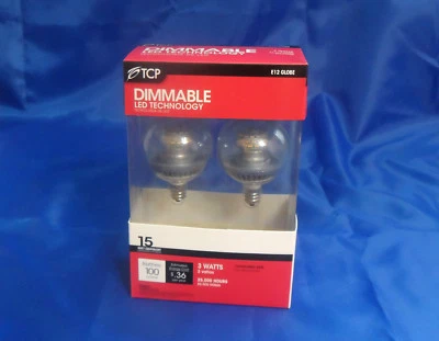 TCP E12 Globe Dimmable LED Technology 3 Watts Candelabra Base #RLDG163W30K2 - Image 1 of 4