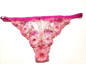 Cacique women's lace embroidered thong bright pink plus size 22/24 - Picture 1 of 4