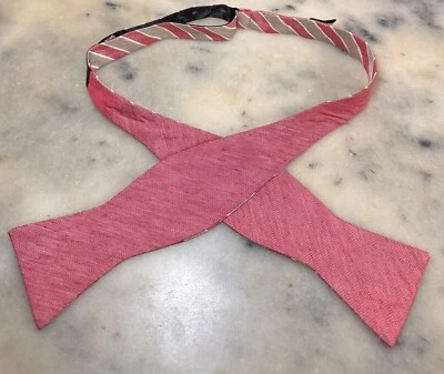 Pajarita Jos A Bank Seda Lino Mezcla Algodón Reversible Rosa Rayas Sólidas Auto Foto 1 de 4