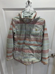 Burton Jet Set Jacket Women's Size Small Ski Snowboarding Aqua Gray Revel Stripe - Picture 1 of 20