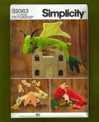 Stuffed Dragons Sewing Pattern, 3 Variations! Approx. 24" Long~Simplicity 9363 - Image 1 of 4