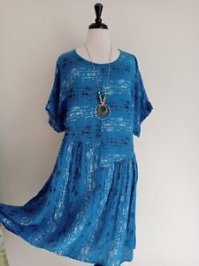MADE IN ITALY ROYAL  Splash Paint COTTON BOHO STYLE DRESS FITd UP TO A UK 24