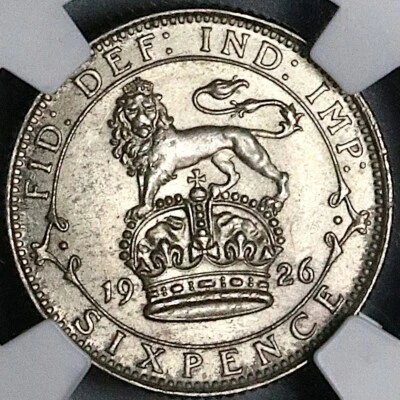 1926 NGC MS 65 6 Pence George V Great Britain Lion Silver Coin (23070802C) - Image 1 of 4