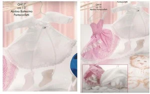 N.10 ABITINO TESSUTO BIANCO BATTESIMO UNISEX con GRUCCIA e PORTACONFETTI GH17 - Picture 1 of 1