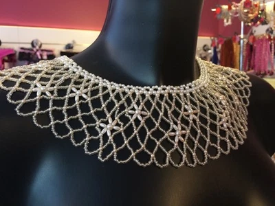 Perlenkragen/Perlenkette / cremefarbene und glitzernde Perle/ca. 41 - 45 cm lang - Bild 1 von 4