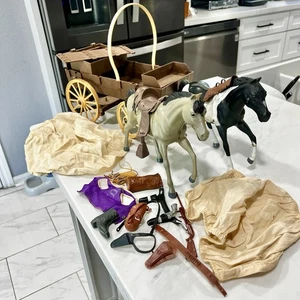 Playset carro Bonanza vintage personaggio americano con cavalli e accesso. INC! LEGGI! - Foto 1 di 19