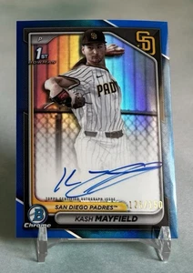 Kash Mayfield 2024 Bowman Draft Chrome 1st Prospect Blue Refractor #/150 Auto - Bild 1 von 5